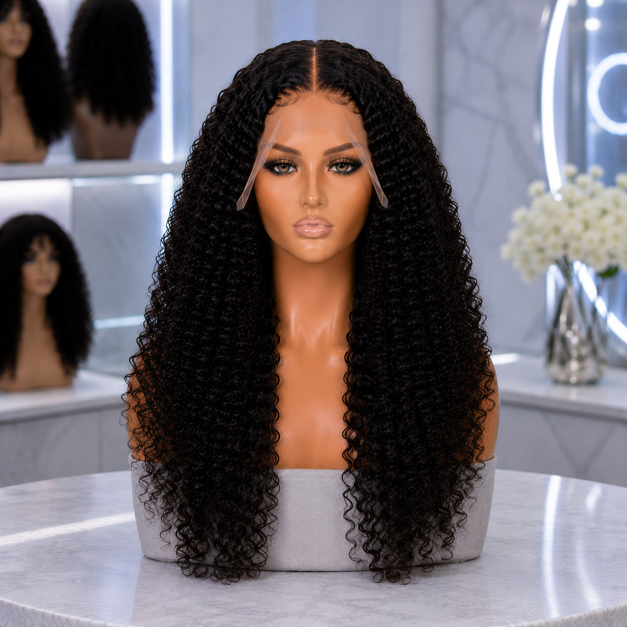 13x4 Curly Frontal Wig (Human Hair) - 20 Inch
